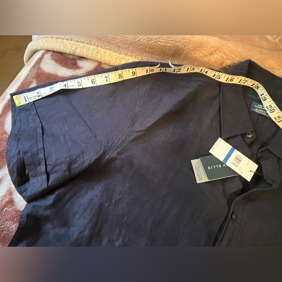 Perry Ellis | Men’s Linen Blend Navy Blue Front Open Shirt; Size XL (tall) NWT - Picture 8 of 15